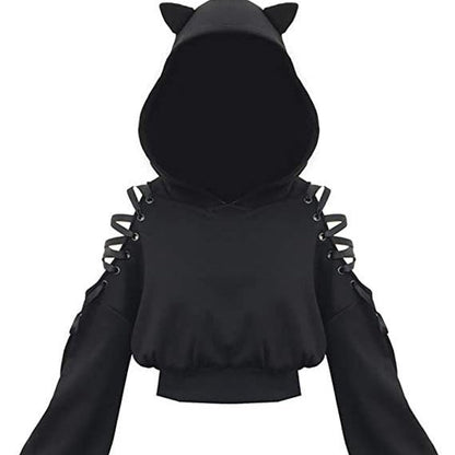 Cat Crop Top Hoodie