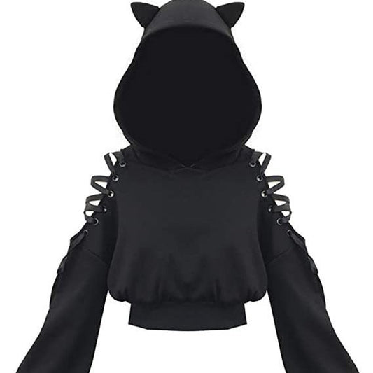 Cat Crop Top Hoodie