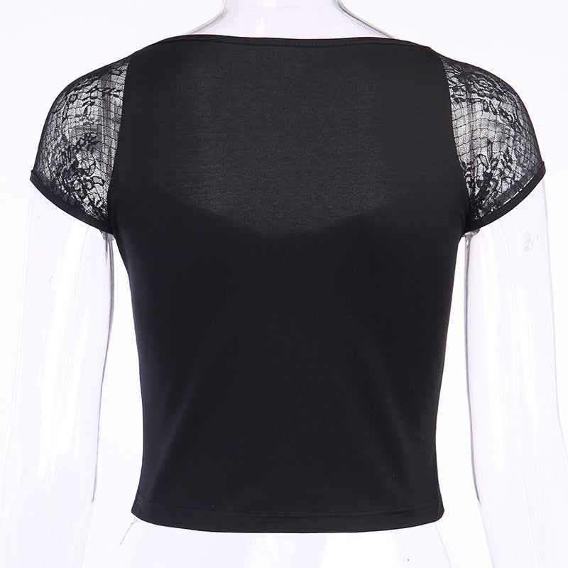 Gothic Lace-Up Crop Top