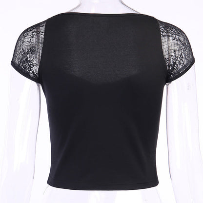 Gothic Lace-Up Crop Top
