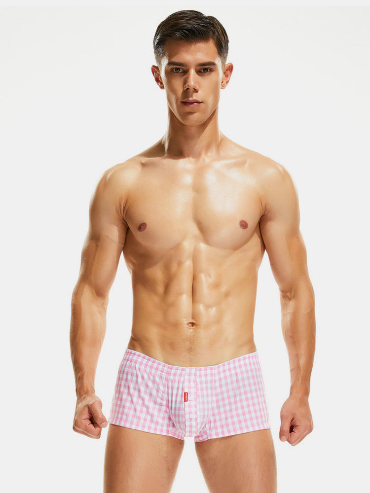 Plaid 100% Cotton Men's Soft Trunks
