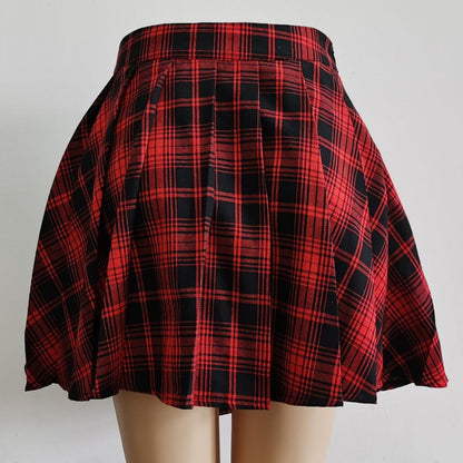 Goth Plaid Pleated Skirt