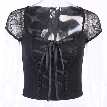 Gothic Lace-Up Crop Top