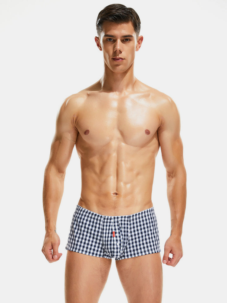 Plaid 100% Cotton Men's Soft Trunks