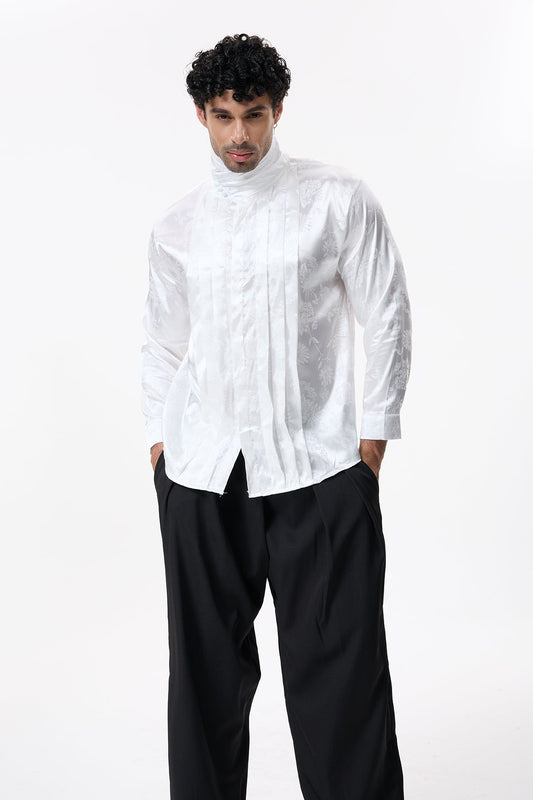 Obscure Wrap Long Sleeve Embroidery Shirt