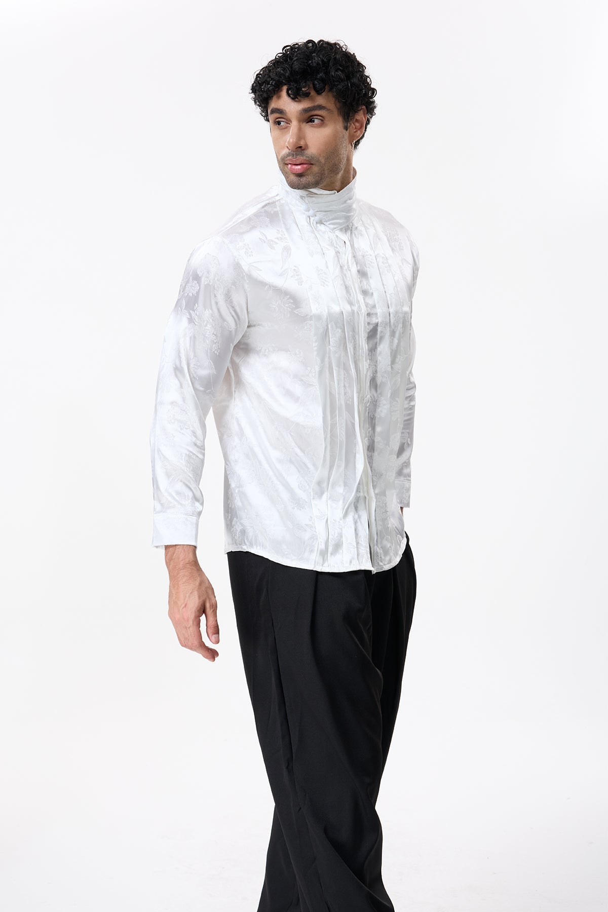 Obscure Wrap Long Sleeve Embroidery Shirt