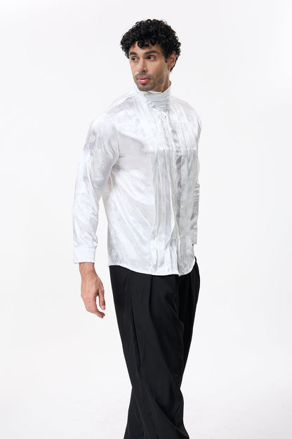 Obscure Wrap Long Sleeve Embroidery Shirt