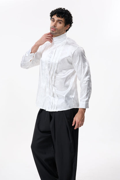 Obscure Wrap Long Sleeve Embroidery Shirt