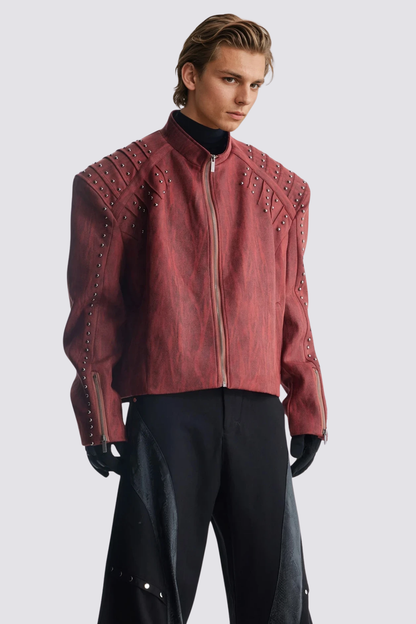 Obsidian Loop Leather Rivet Jacket