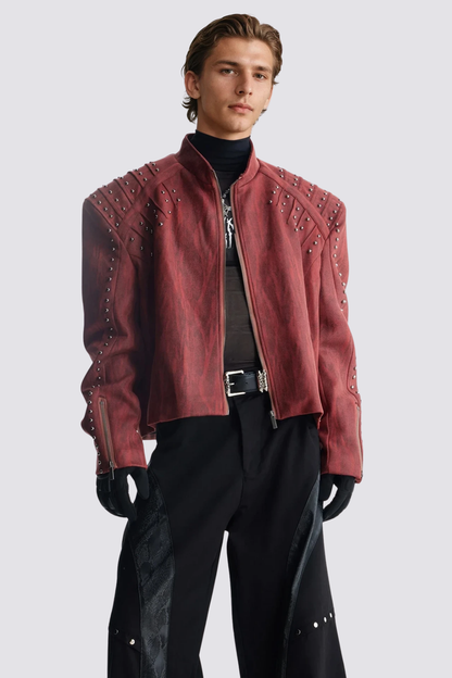 Obsidian Loop Leather Rivet Jacket