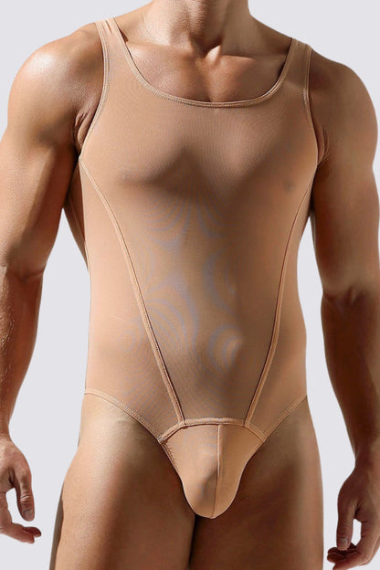 One Piece Mesh Bodysuit Beige