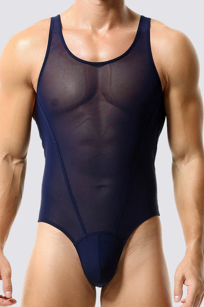 One Piece Mesh Bodysuit Blue