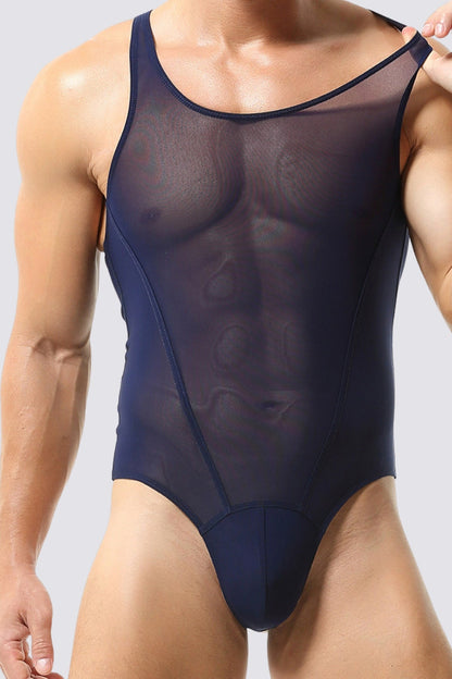 One Piece Mesh Bodysuit Blue