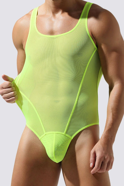 One Piece Mesh Bodysuit Green