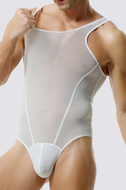 One Piece Mesh Bodysuit White