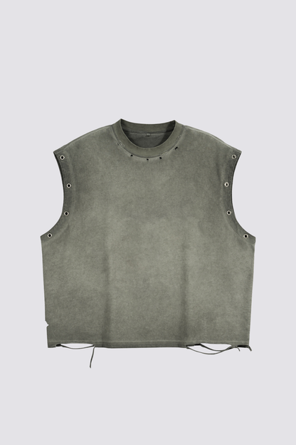 Onyx Frame Eyelet Sleeveless Top