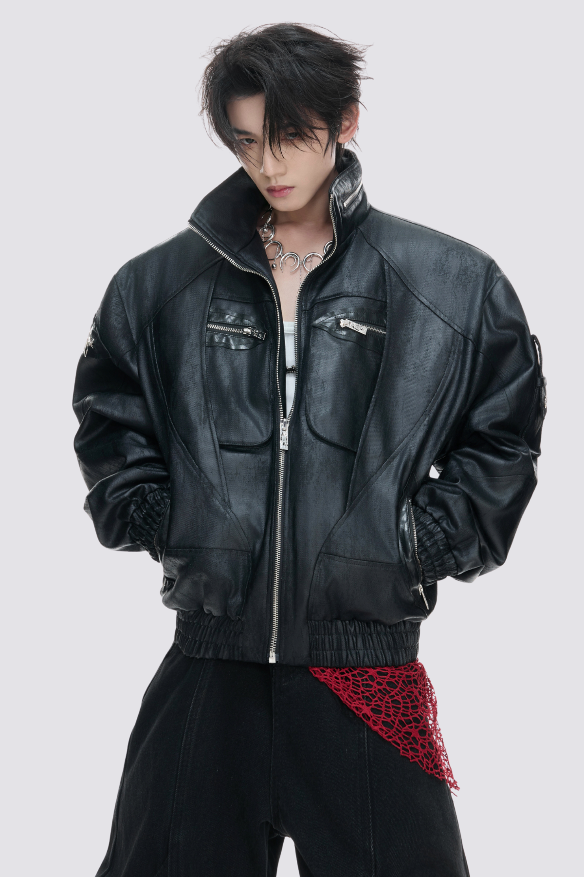 Onyx Lock Deconstructed Leather Jacket