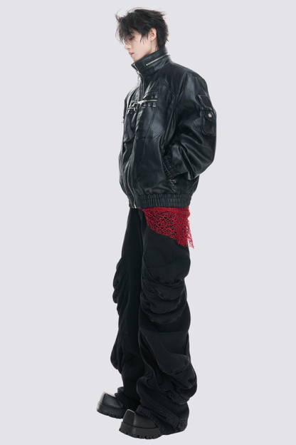 Onyx Lock Deconstructed Leather Jacket