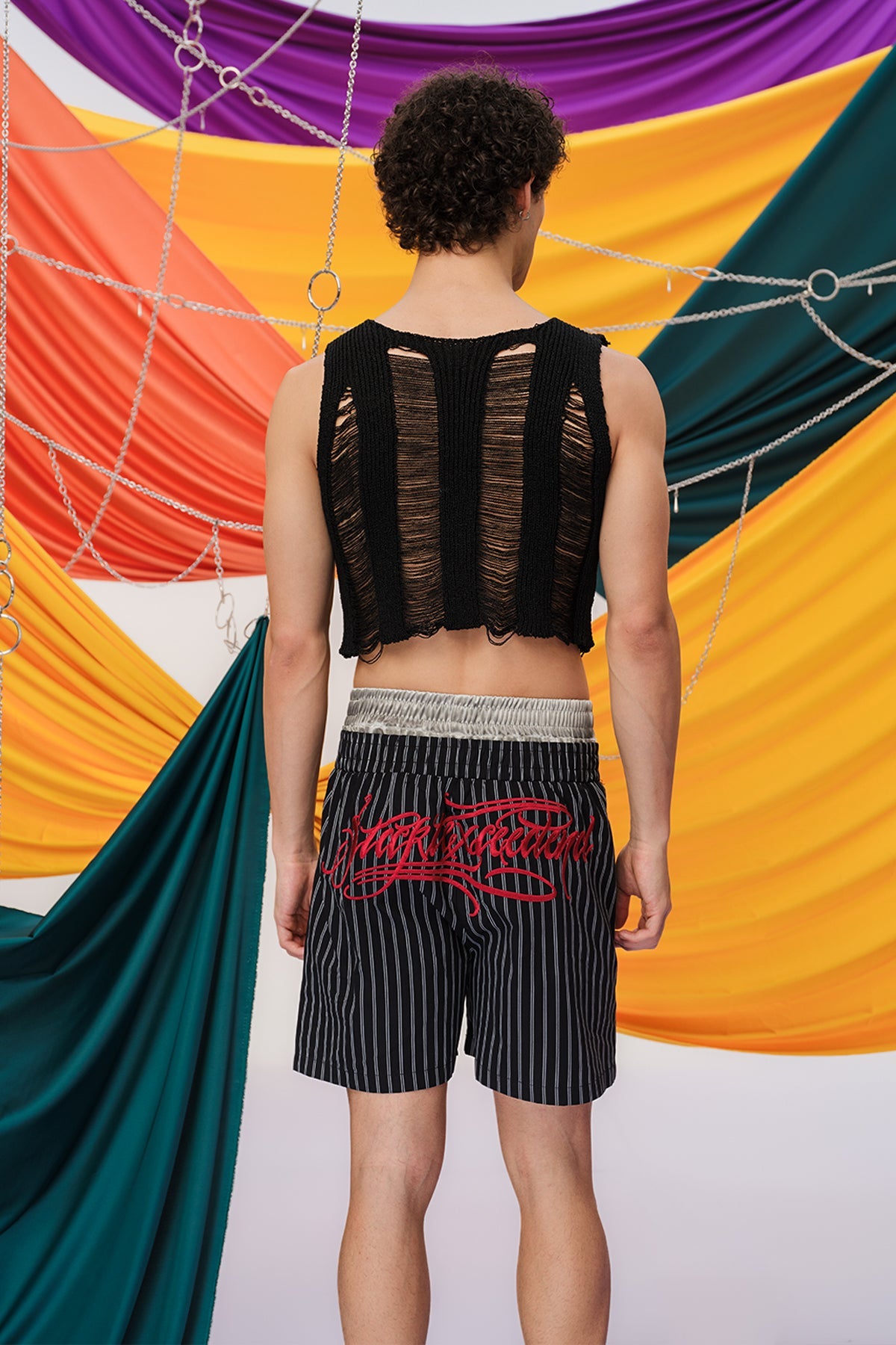 Open Midline Sleeveless Knit Cutout Top Black