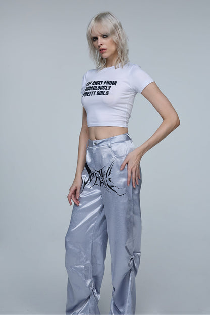 Open Plane Print Crop Top