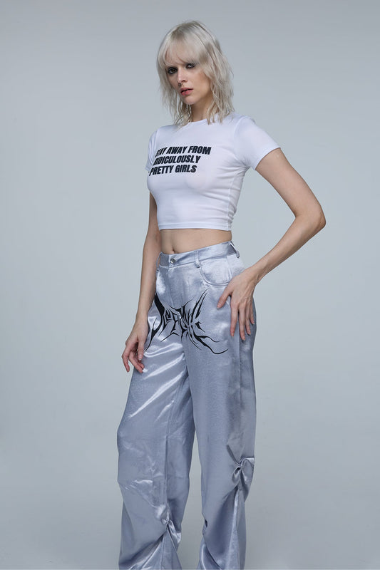 Open Plane Print Crop Top