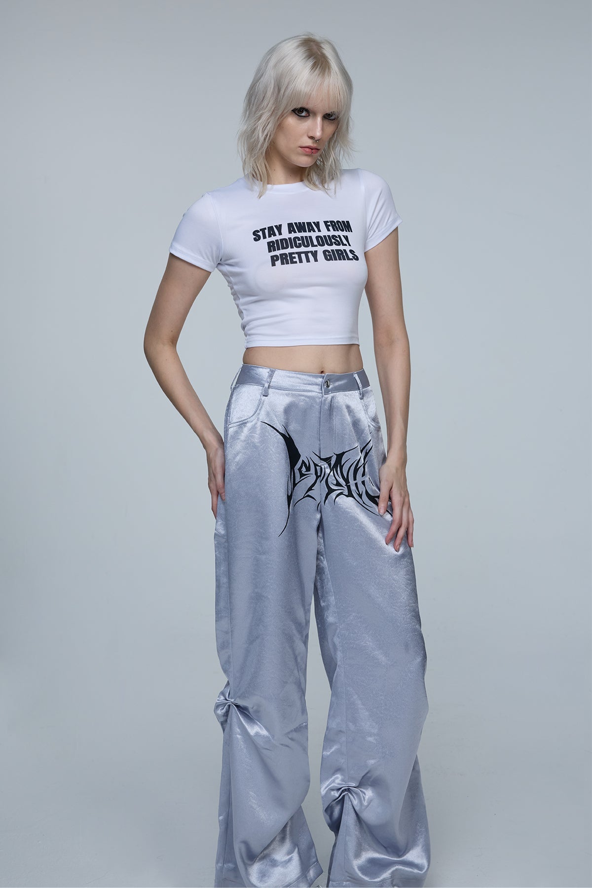 Open Plane Print Crop Top