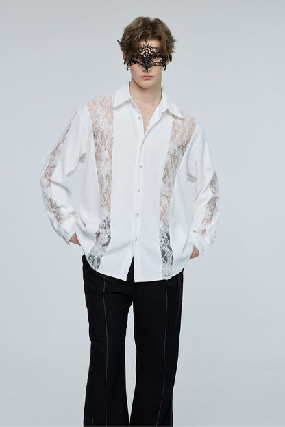 Optical Flare Long Sleeve Lace Shirt