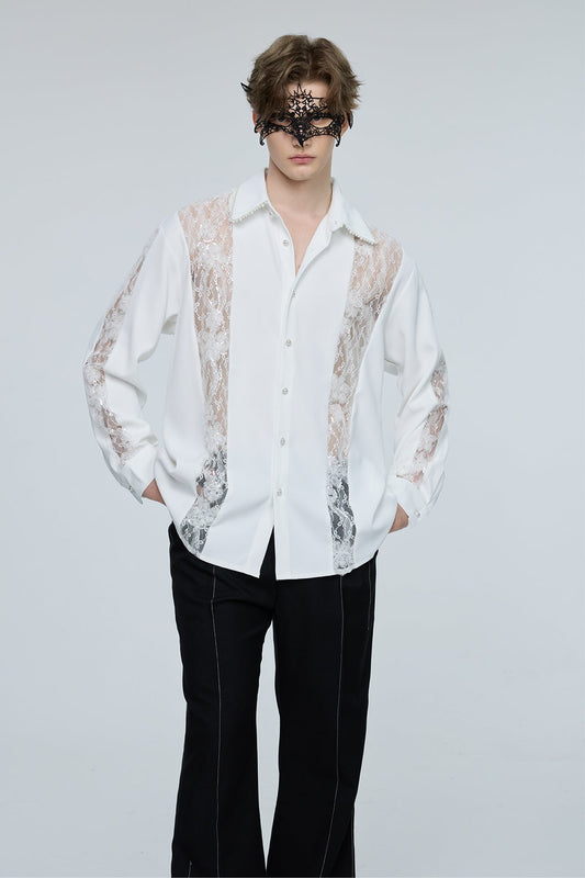Optical Flare Long Sleeve Lace Shirt