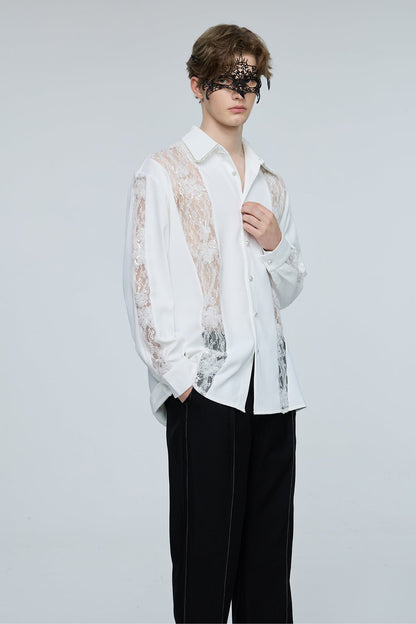 Optical Flare Long Sleeve Lace Shirt