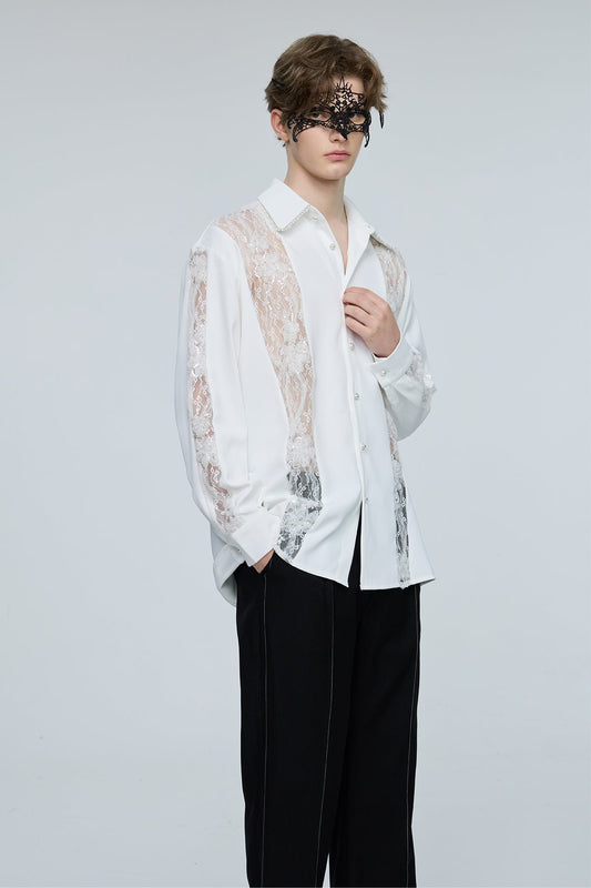 Optical Flare Long Sleeve Lace Shirt