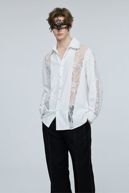 Optical Flare Long Sleeve Lace Shirt