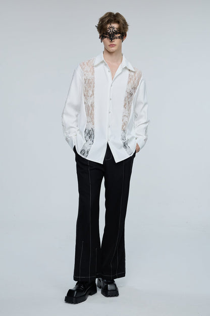 Optical Flare Long Sleeve Lace Shirt