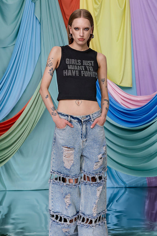 Optical Stud Rhinestone Crop Top