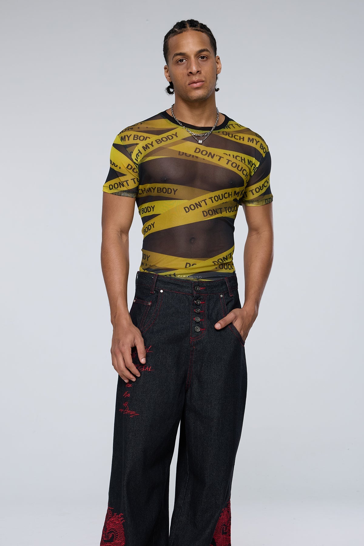 Overlap Design Mesh Print Top