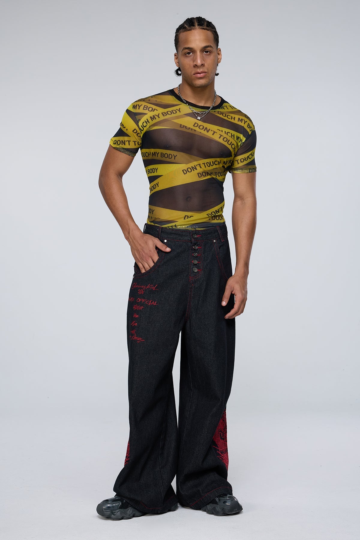 Overlap Design Mesh Print Top