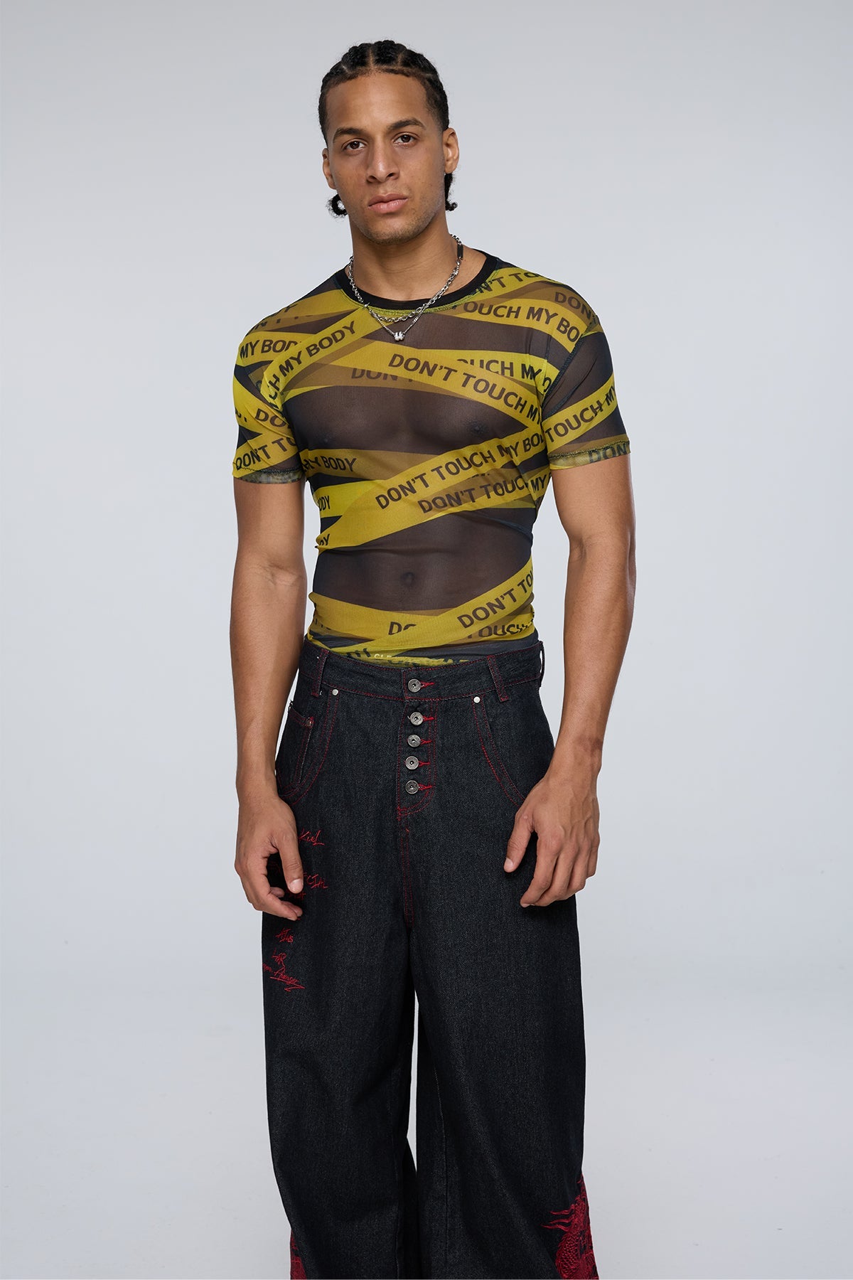 Overlap Design Mesh Print Top
