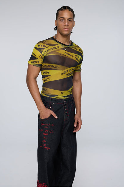 Overlap Design Mesh Print Top