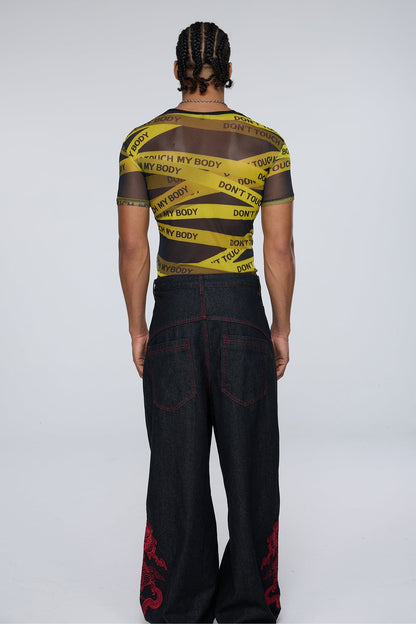 Overlap Design Mesh Print Top