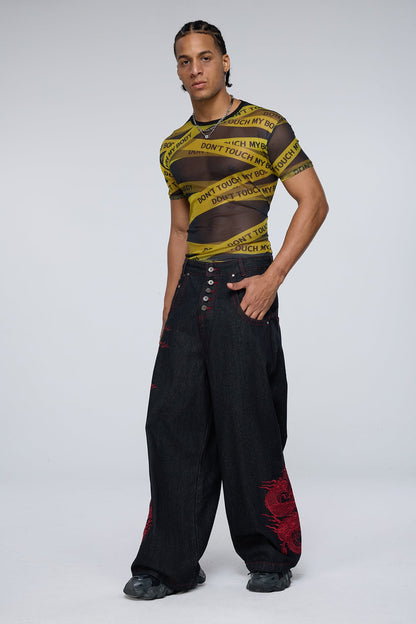 Overlap Design Mesh Print Top