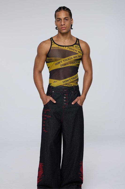 Overlap Design Mesh Print Tank Top