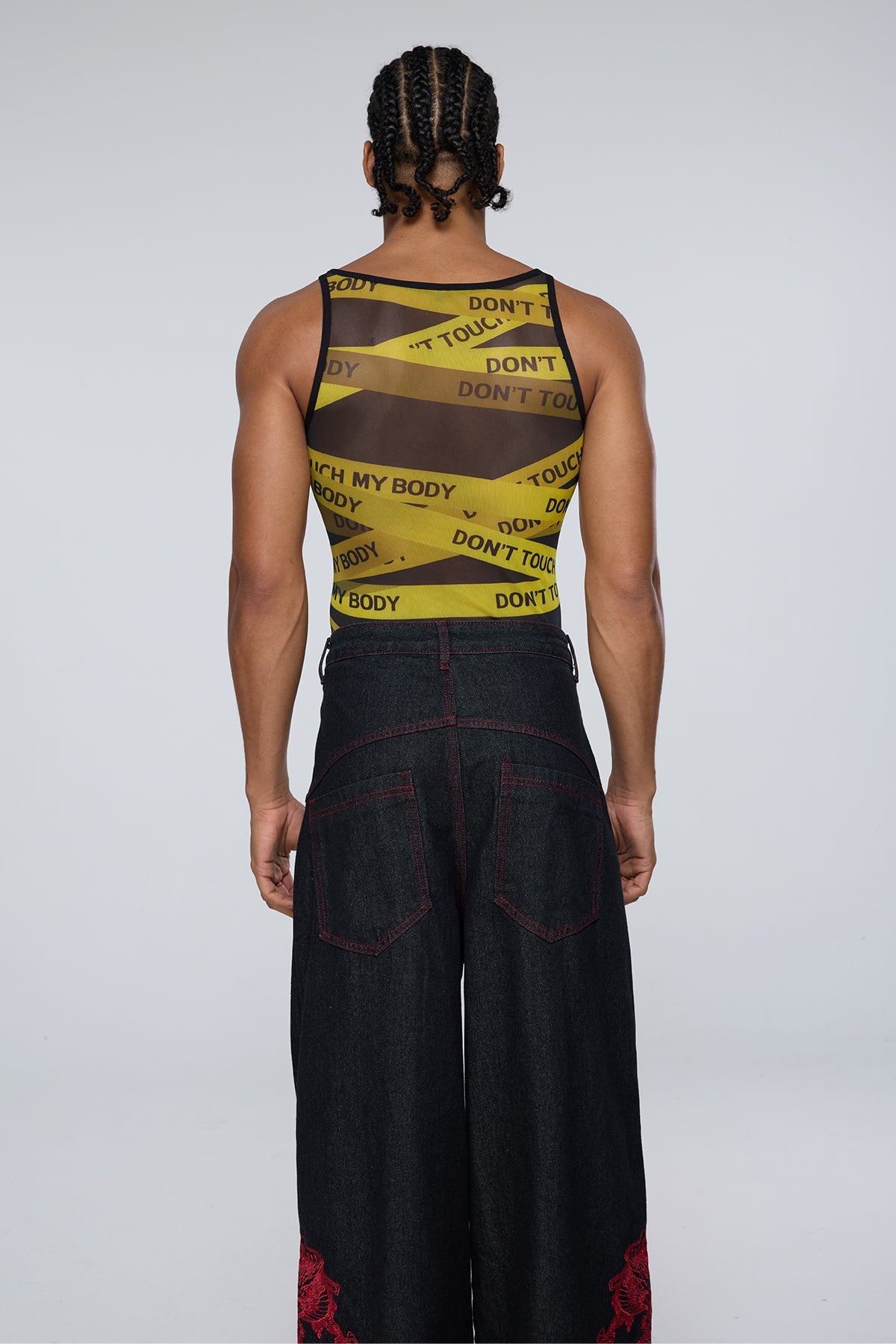 Overlap Design Mesh Print Tank Top