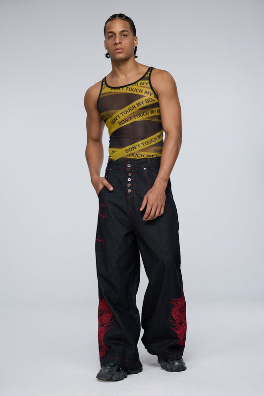Overlap Design Mesh Print Tank Top