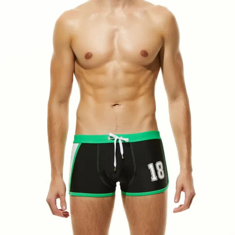 Oversized Nylon Boxer Swim Trunks