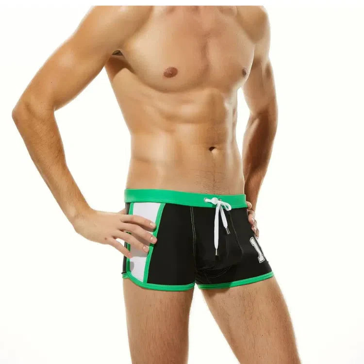 Oversized Nylon Boxer Swim Trunks