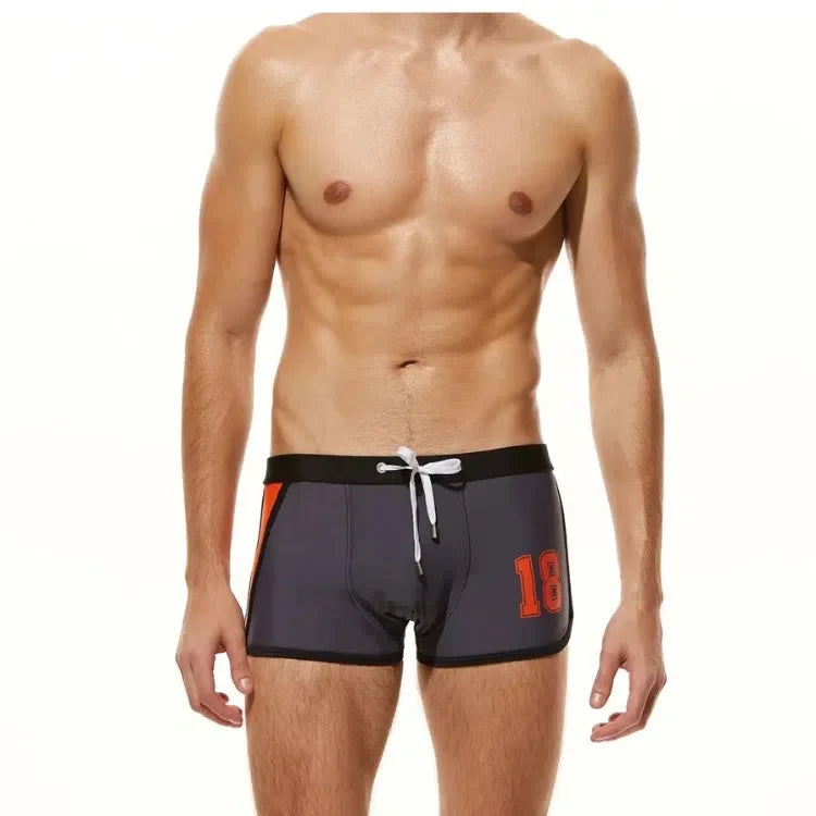 Oversized Nylon Boxer Swim Trunks