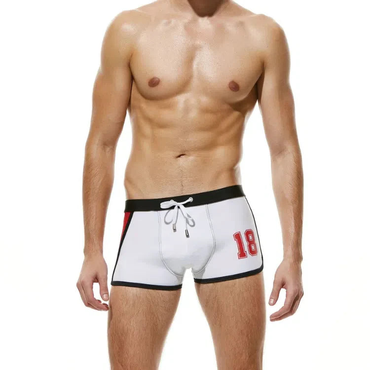 Oversized Nylon Boxer Swim Trunks