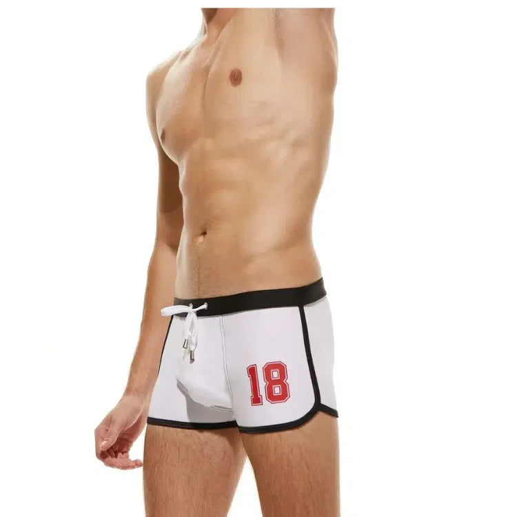 Oversized Nylon Boxer Swim Trunks