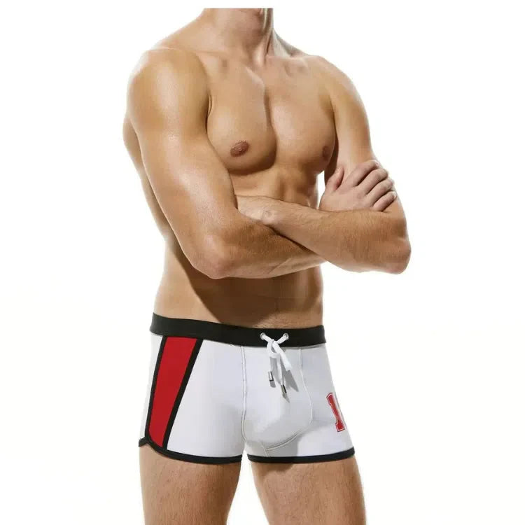 Oversized Nylon Boxer Swim Trunks