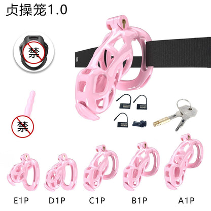 Pink Viper Chastity Cage – 5 Sizes Available, Wearable Base Ring Design