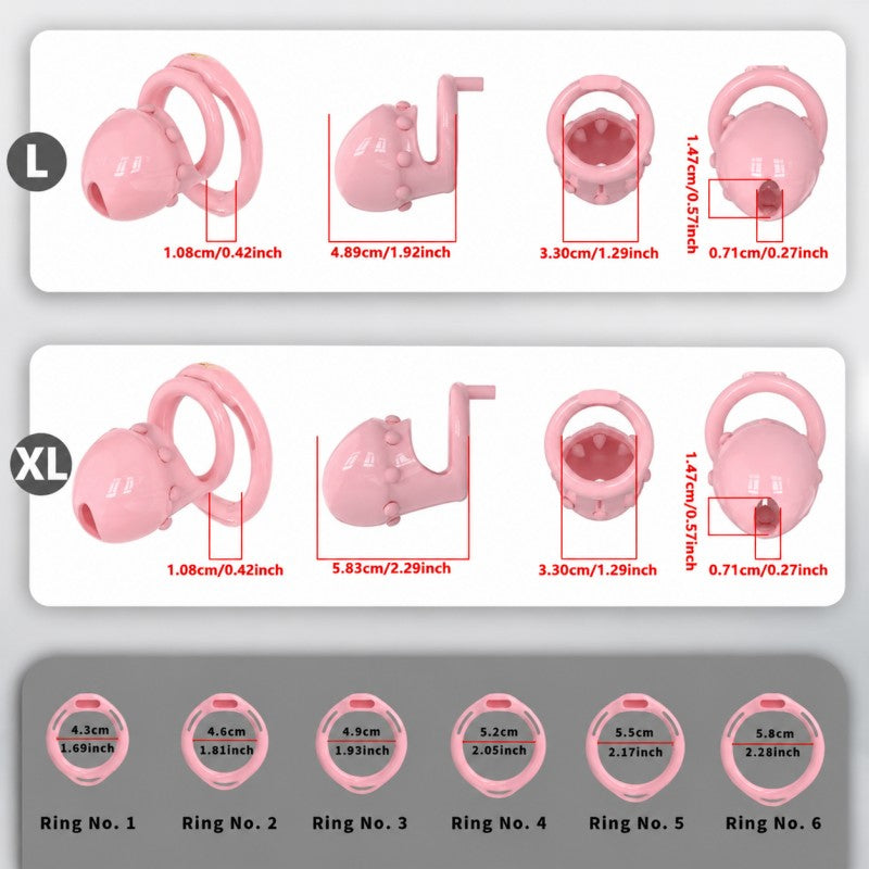 Adjustable Chastity Cage with Removable Silicone Studs | Remote Plug Compatible Locking Device